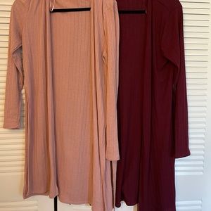 Two Ambiance Brand Sweater cardigans pink and wine